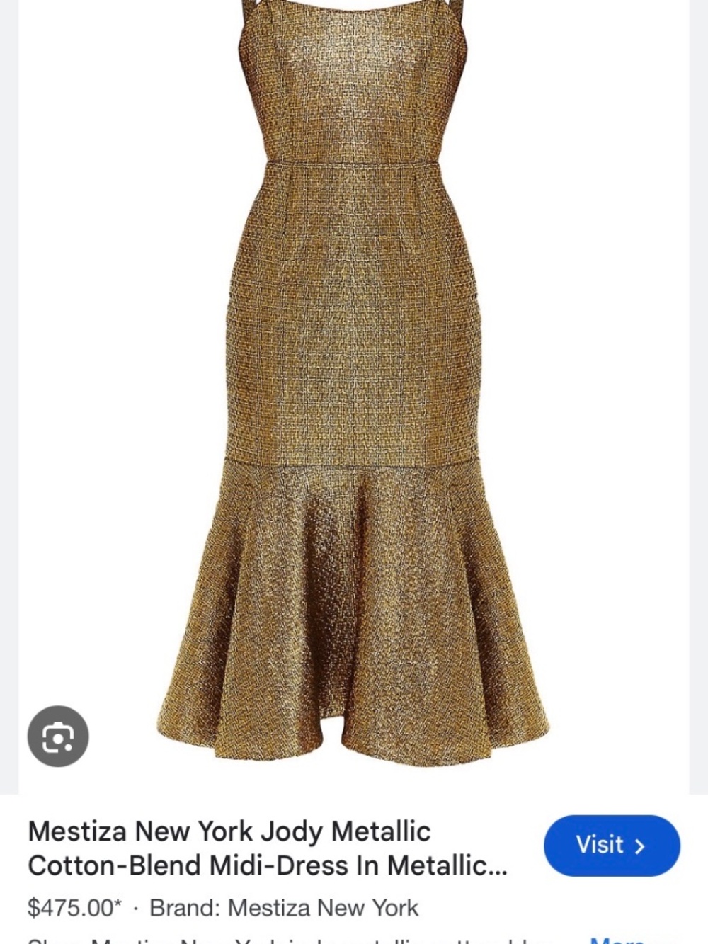 Mestiza New York Jody Metallic Cotton-Blend Midi-Dress In Metallic Gold